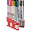 STABILO PEN 68 BRUSH POCHETTE DE 20 CLR