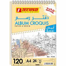 ALBUM DESSIN CROQUIS BLANC A4 120G 24F REF 9340