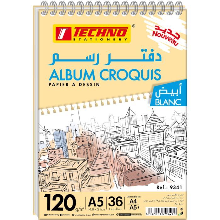 ALBUM CROQUIS A5  120G 36 F REF 9341 TECHNO