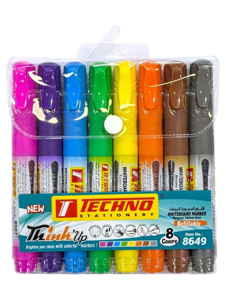 MARQUEUR TABLEAU COULEUR POCHETTE DE 8 CLR 8649 TECHNO
