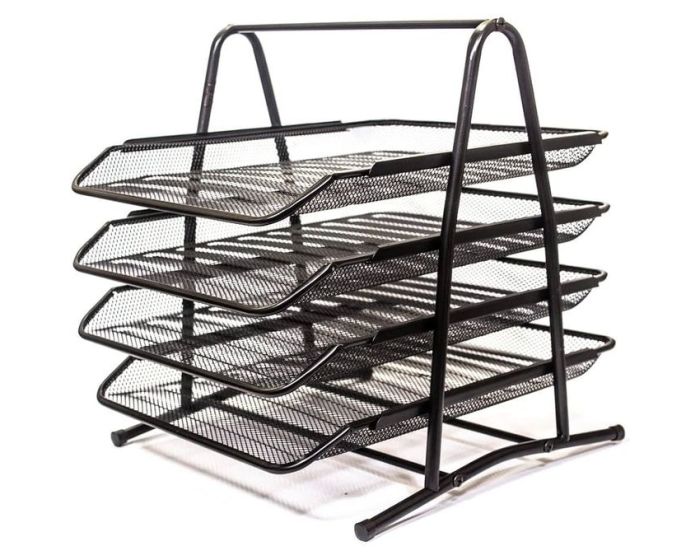 CORBEILLE A COURRIER METALIQUE 4 ETAGES REF 24-110