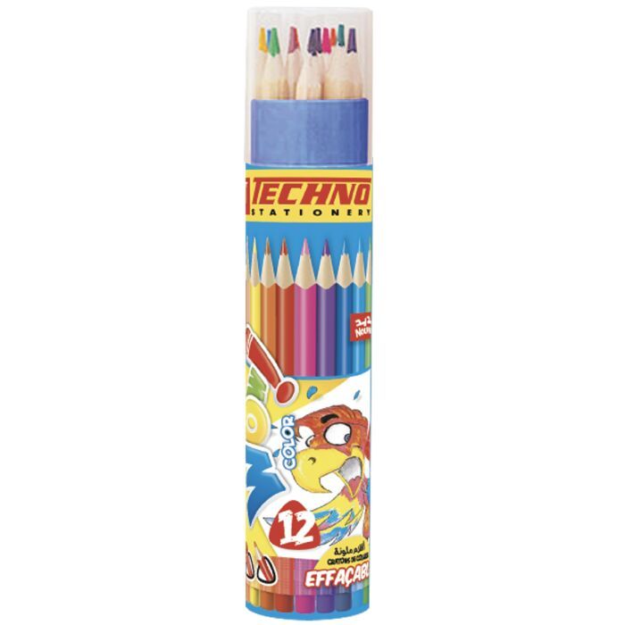 CRAYONS DE COULEURS EFFACABLE EN BOITE 12 CLR  5803 TECHNO