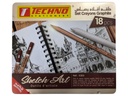 CRAYONS GRAPHITE ART BOITE METAL 18 PCS REF 5303 TECHNO
