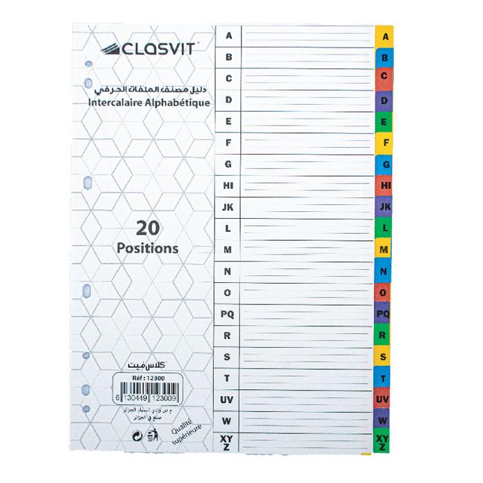 INTERCALAIRE ALPHABETIQUE 20 POSITIONS REF 12300 