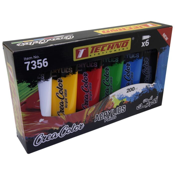 PEINTURE ACRYLIQUE 200ML 6 CLR REF 7356 TECHNO