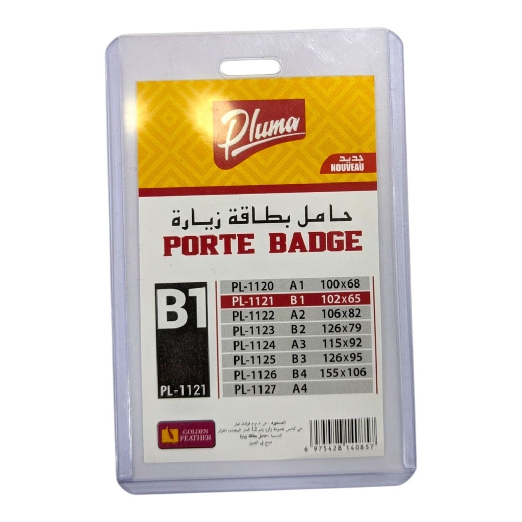 PORTE BADGE PVC B1 REF 1121 PLUMA