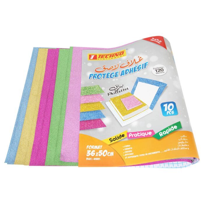 PROTEGE LIVRE ADHESIF CLR 10 PCS REF 4981  TECHNO