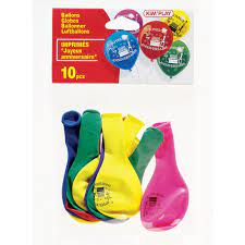 BALLON GONFLABLE PAQUET DE 10 COULEURS