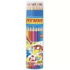 CRAYONS DE COULEURS EFFACABLE 24 CLR EN BOITE RONDS REF 5805 TECHNO