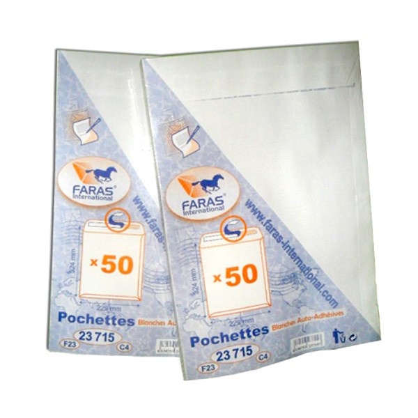ENVELOPPE F23 BLANCH PAQ 50 229*324 23715 FARAS