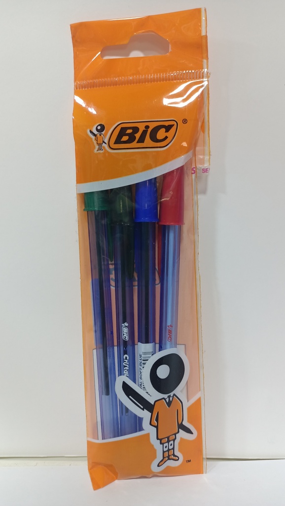 STYLO BIC POCHETTE DE 04 COULEUR REF 9212604