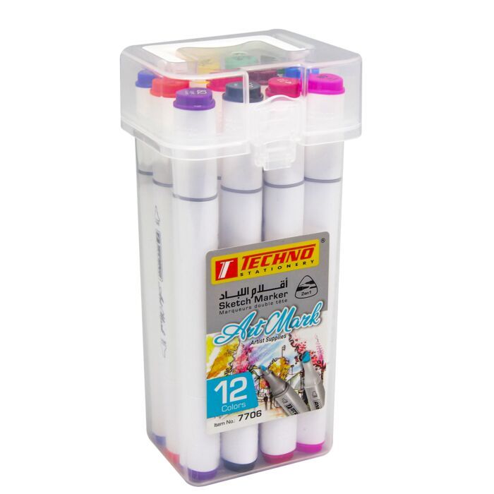 MARQUEUR DOUBLE TETE 12 COULEUR ARISTS 7706 TECHNO