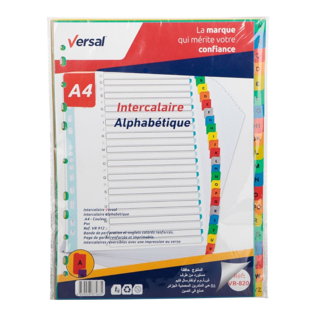 INTERCALAIR ALPHABETIQUE EN PP REF VR820 VERSAL 