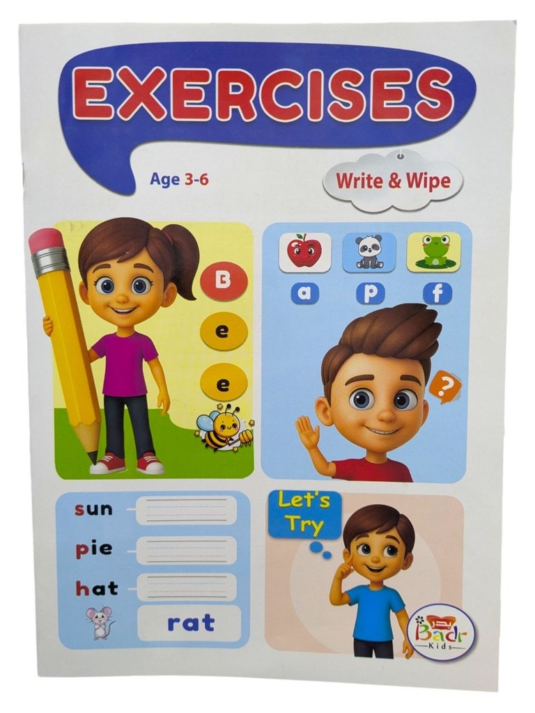 EXERCISES WRITE AND WIPE  APPRENDRE L'ANGLAIS POUR ENFANT 