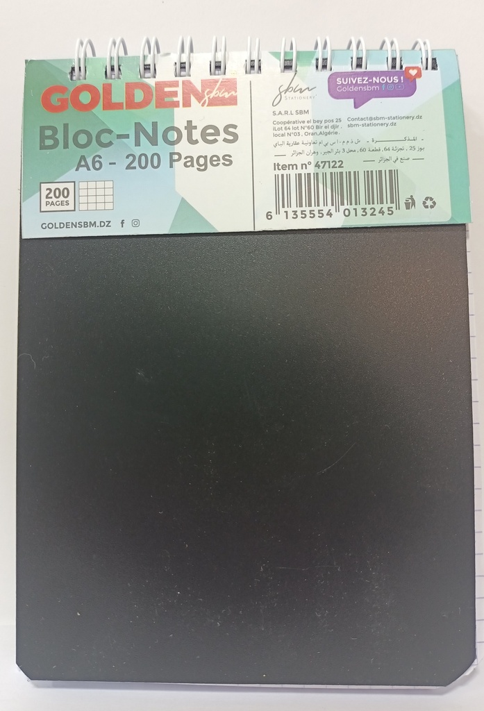 BLOC NOTE A6 200 PAGES