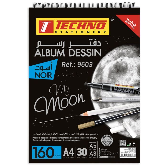 ALBUME PAPIER NOIR A4 30F 160G TECHNO REF 9603