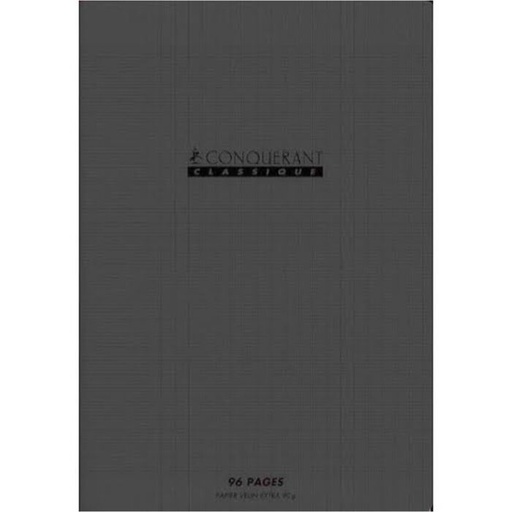 CAHIER 96 PAGES PIQUE A4 PP NOIR CONQUERANT