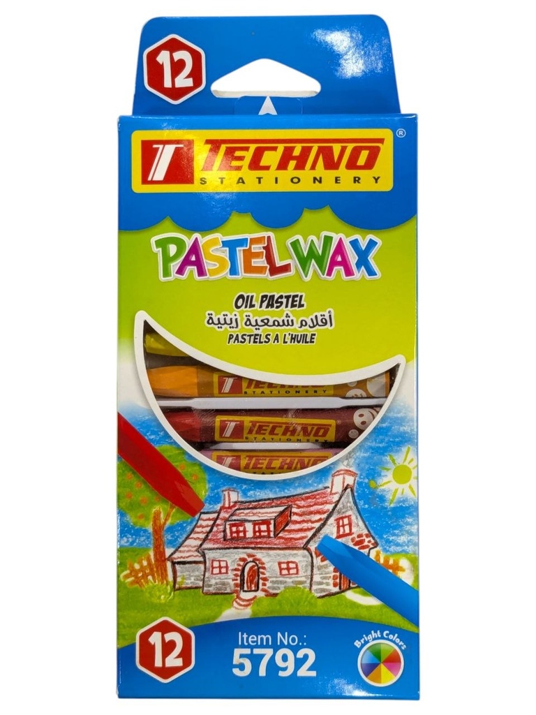 CRAYONS DE COULEURS A LA CIRE ET HUILE 12 CLR  5792 TECHNO