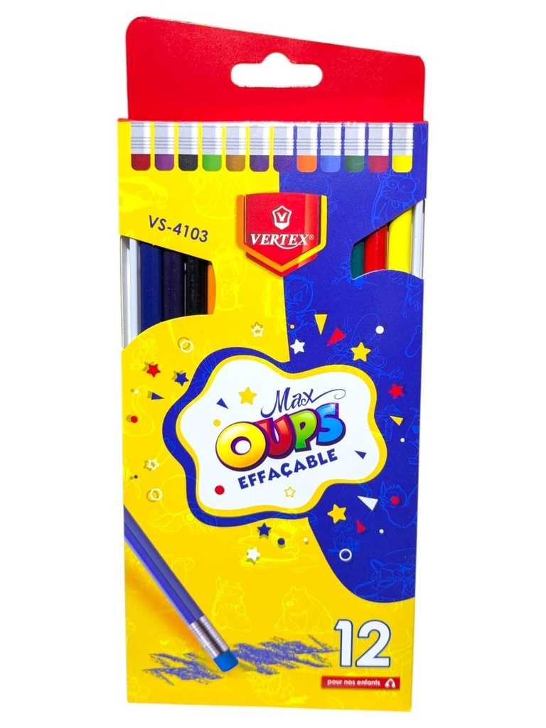 CRAYONS DE COULEURS EFFACABLE 12CLR GM 4103 VERTEX