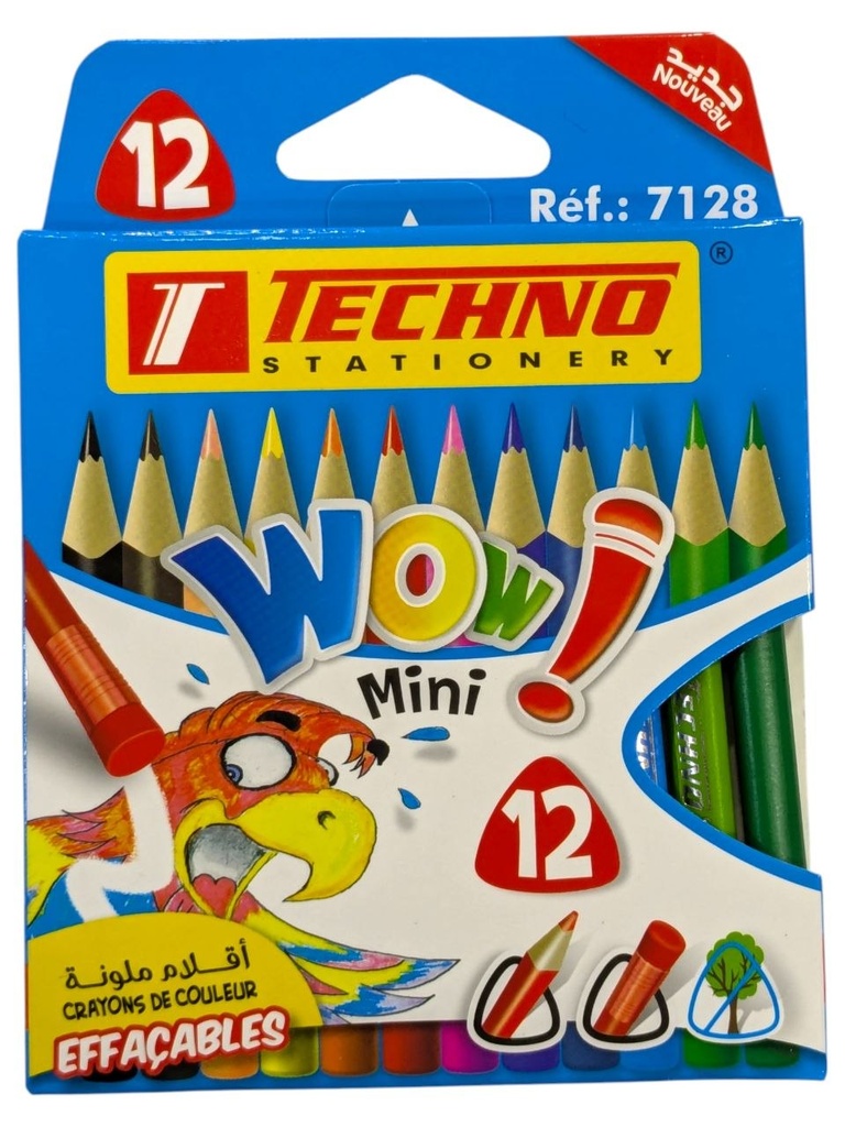 CRAYONS DE COULEURS EFFACABLE WOW 12 CLR PM REF 7128 TECHNO