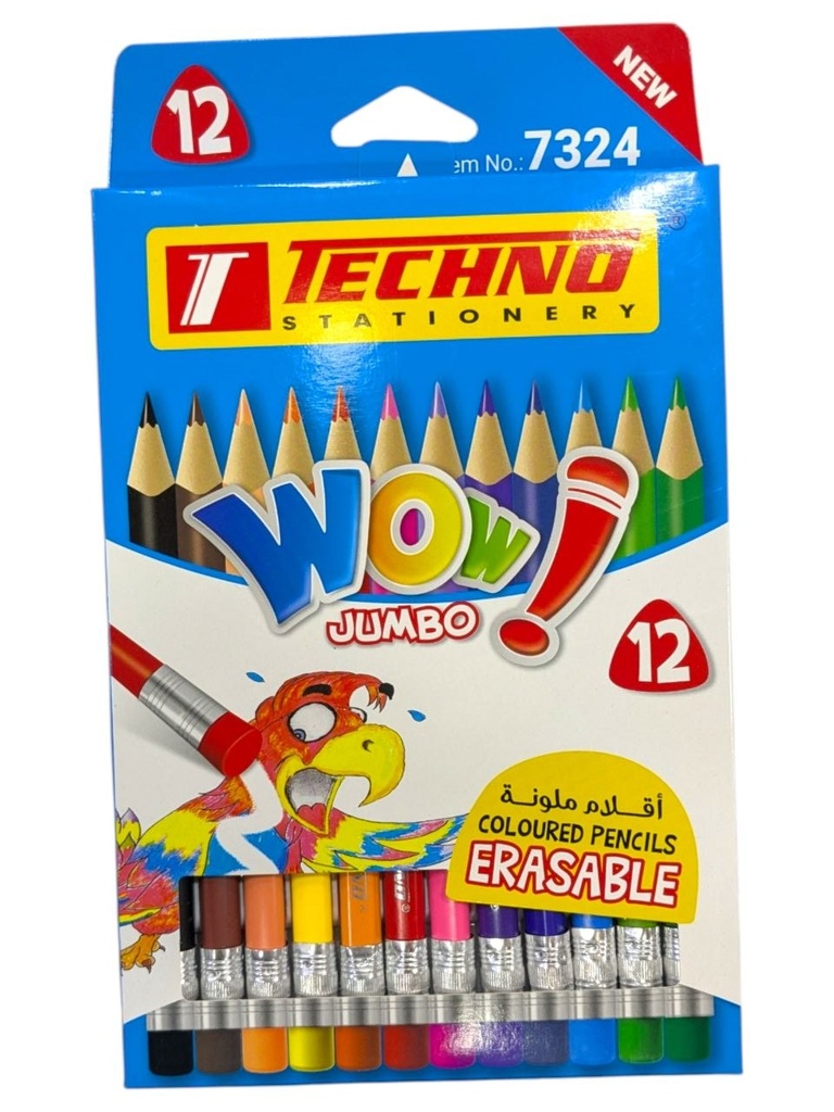 CRAYONS DE COULEURS WOW JUMBO 12 CLR 7324 TECHNO