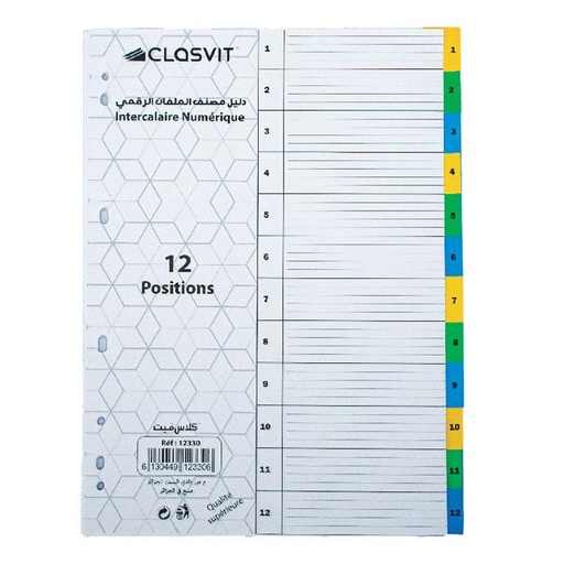 INTERCALAIRE NUMERIQUE 12 POSTITIONS REF 12330