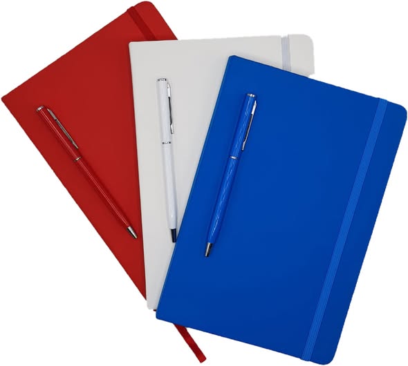 NOTE BOOK A5 LUXE EN BOITE + STYLO TACTIL EN METAL