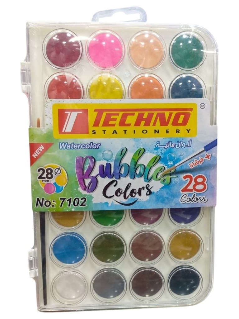 AQUARELLE 28 PASTILLES 28mm+PINCEAU 7102 TECHNO