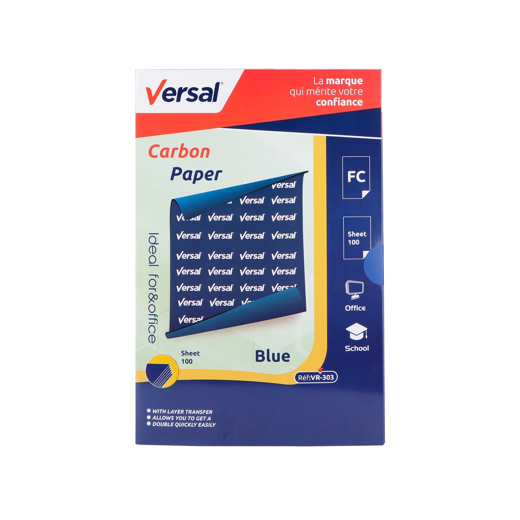 PAPIER CARBON BLEU 100F 303 VERSAL