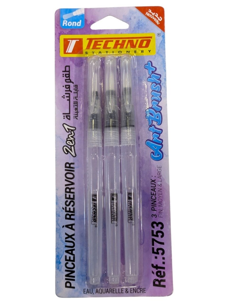 JEUX DE PINCEAUX 3PCS RONDS A RESERVOIR 5753 TECHNO