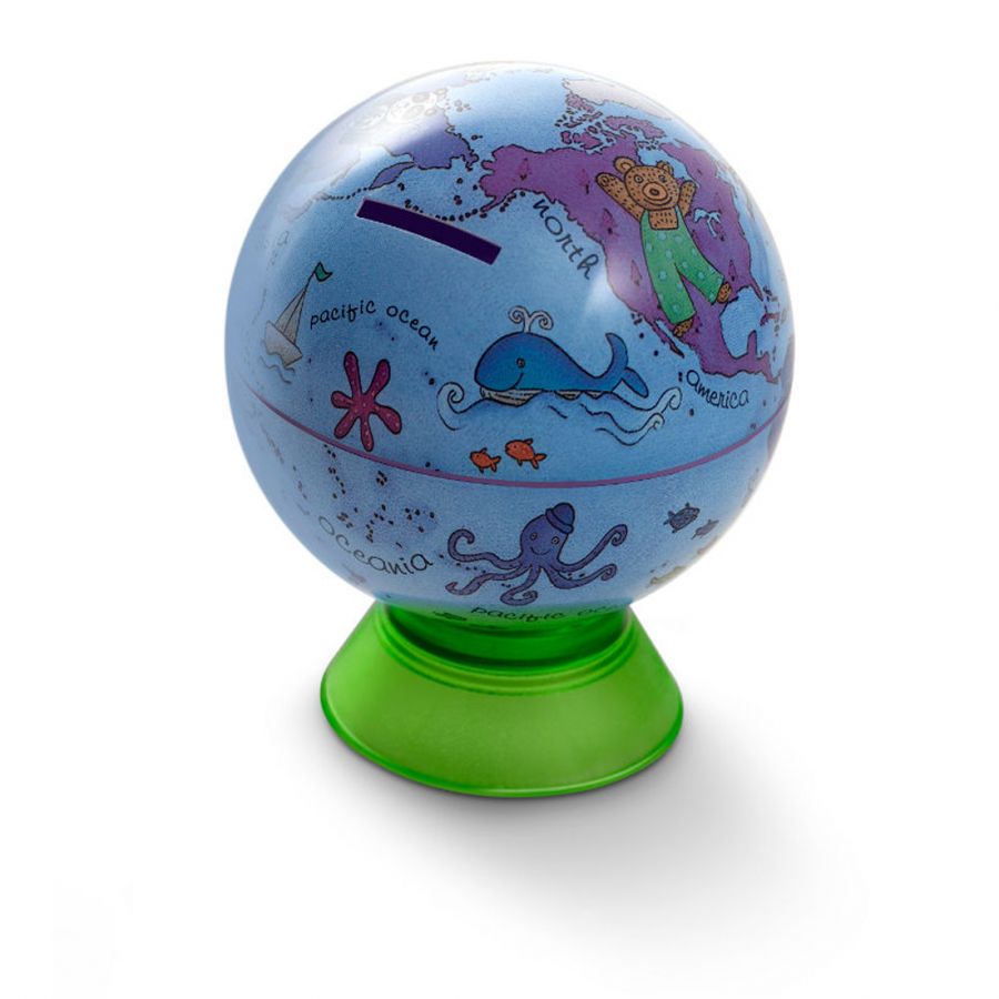 GLOBE TERRESTRE MINIBABY BANK ANGLAIS 11CM 0093 TECHNO