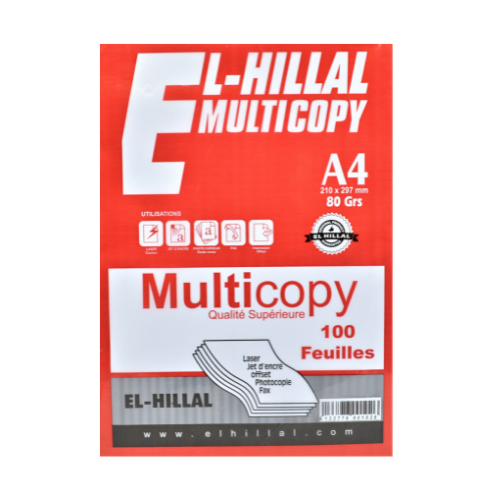 RAME DE PAPIER A4 80G 100F HILLAL 