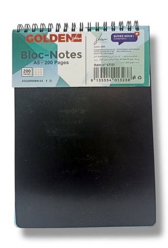 BLOC NOTE A5 SPIRAL 200 PAGES GOLDEN