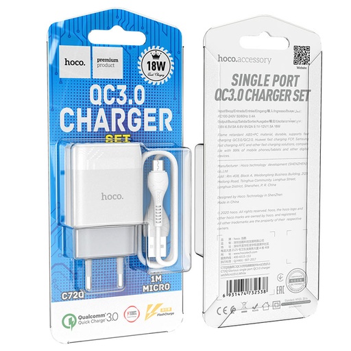 CHARGEUR MICRO C 18W 1M C72Q HOCO