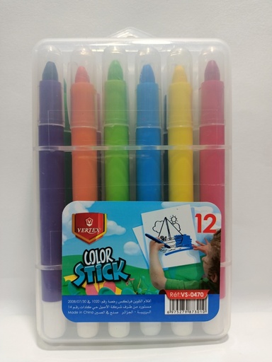 CRAYONS DE COULEURS 12 CLR STICK VERTEX