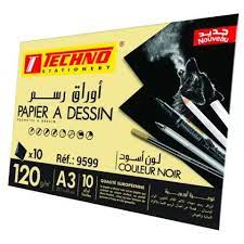 PAPIER A DESSIN NOIR A3 120G 10F REF 9599 TECHNO