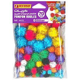 POMPON BOULES COULEURS METALLI BLISTER PAQ 70 REF 4632