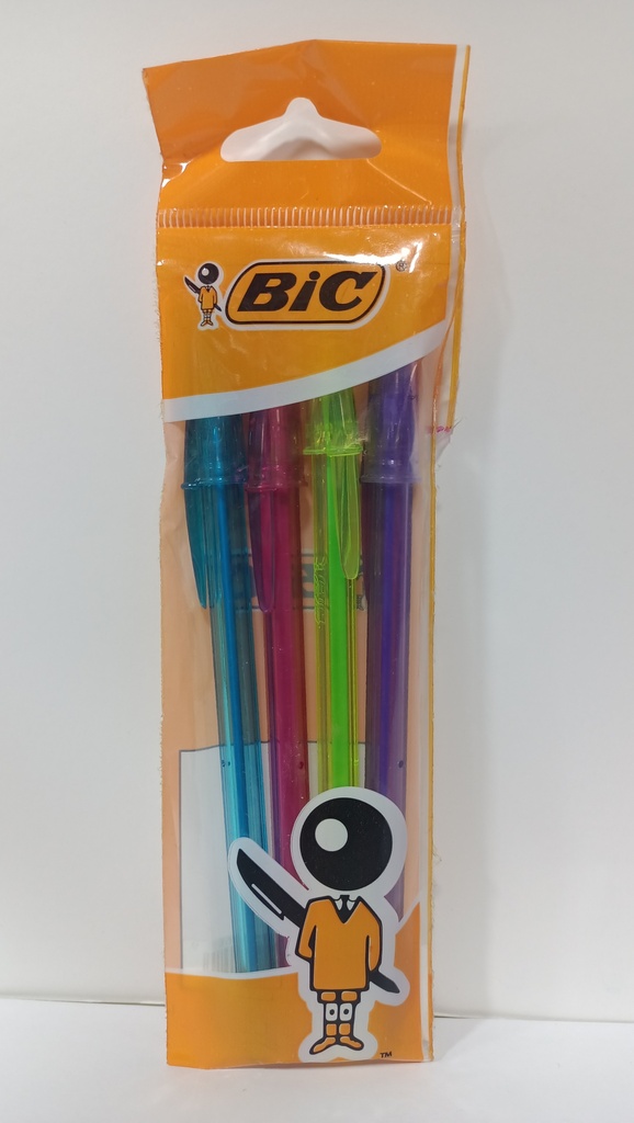 STYLO BIC POCHETTE DE 4 COULEUR