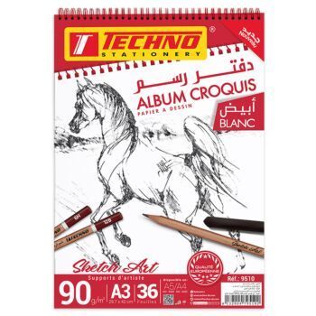 ALBUM CROQUIS A DESSIN BLANC A3 90G REF 9510