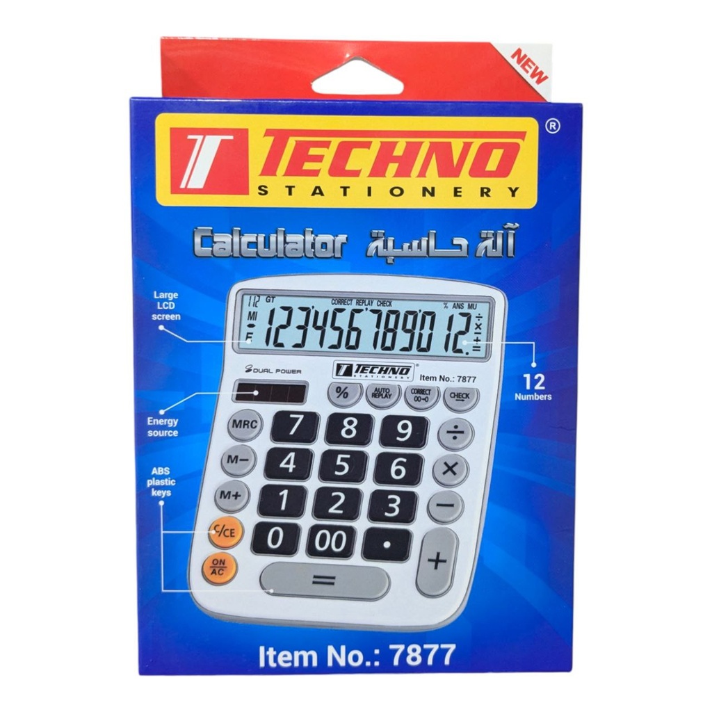 CALCULATRICE DE BUREAU 12CHIF REF 7877 TECHNO 