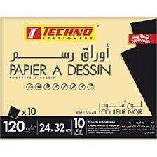 [MS003950] PAPIER A DESSIN NOIR 120G 10F 24*32CM REF 9470 TECHNO