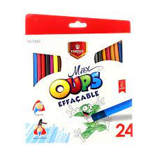 [MS003483] CRAYONS DE COULEURS OUPS EFFACABLE 24 CLR  REF 0462 VERTEX